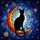 Cat Lovers' Tiffany Style Black Cat Crescent Moon Indigo Starry Night Stained Glass Mosaic Stained Glass Suncatcher - 7