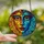 Art Lovers' Tiffany Style Stained Glass Cubist Face Vibrant Yellow Blue Orange Ruby Mosaic Art Stained Glass Suncatcher - 2