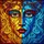 Art Lovers' Tiffany Style Stained Glass Cubist Face Vibrant Yellow Blue Orange Ruby Mosaic Art Stained Glass Suncatcher - 7