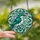 Art Lovers' Tiffany Glass Stylized Bird Iridescent White Teal Aquamarine Floral Mosaic Design Stained Glass Suncatcher - 2