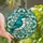 Art Lovers' Tiffany Glass Stylized Bird Iridescent White Teal Aquamarine Floral Mosaic Design Stained Glass Suncatcher - 1
