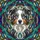 Dog Lovers' Tri-Color Merle Australian Shepherd Stained Glass Blue Eyes Vivid Turquoise Mosaic Stained Glass Suncatcher - 7