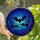 Fantasy Art Enthusiasts Tiffany Stained Glass Bats Azure Blue Teal Moonlit Sky Mosaic Stained Glass Suncatcher - 1