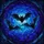 Fantasy Art Enthusiasts Tiffany Stained Glass Bats Azure Blue Teal Moonlit Sky Mosaic Stained Glass Suncatcher - 7