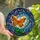 Nature Lovers' Vibrant Tiffany Stained Glass Orange Butterfly Floral Mosaic Stained Glass Suncatcher - 1