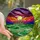 Vibrant Art Lovers' Tiffany Stained Glass Golden Sun Moon Geometric Village Emerald Purple Hot Pink Mosaic Stained Glass Suncatcher - 1