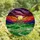 Vibrant Art Lovers' Tiffany Stained Glass Golden Sun Moon Geometric Village Emerald Purple Hot Pink Mosaic Stained Glass Suncatcher - 4