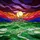 Vibrant Art Lovers' Tiffany Stained Glass Golden Sun Moon Geometric Village Emerald Purple Hot Pink Mosaic Stained Glass Suncatcher - 7