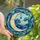 Celestial Art Lovers' Tiffany Stained Glass Pale Cream Teal Blue Moon Nebula Mosaic Stained Glass Suncatcher - 1