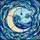 Celestial Art Lovers' Tiffany Stained Glass Pale Cream Teal Blue Moon Nebula Mosaic Stained Glass Suncatcher - 7