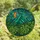 Art Lovers' Tiffany Style Stained Glass Teal Mountain Peak Orange Moon Monstera Botanical Mosaic Stained Glass Suncatcher - 4