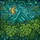 Art Lovers' Tiffany Style Stained Glass Teal Mountain Peak Orange Moon Monstera Botanical Mosaic Stained Glass Suncatcher - 7