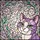 Cat Lovers' Curious Lavender Cat Emerald Eyes Stained Glass Swirling Leaf Mosaic Art Stained Glass Suncatcher - 7