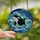 Ocean Lovers' Tiffany Stained Glass Orca Whale Breaching Ocean Mosaic Deep Black Blue Aqua Jewel Tones Edge-to-Edge Stained Glass Suncatcher - TKOIfohUaT