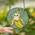 Whimsical Art Lovers' Stained Glass Chubby Cat Banana Tiffany Style Blue Yellow Green Mosaic Stained Glass Suncatcher - 2