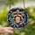 Holiday Enthusiasts' Whimsical Upside-Down Santa Stained Glass Ruby Red Sapphire Blue Emerald Green Geometric Mosaic Stained Glass Suncatcher - 2