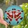 Holiday Enthusiasts' Joyful Dancing Santas Stained Glass Mosaic Red Blue Amber Jewel Tones Stained Glass Suncatcher - 8iwRSR-zz-