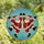 Holiday Enthusiasts' Joyful Dancing Santas Stained Glass Mosaic Red Blue Amber Jewel Tones Stained Glass Suncatcher - GXZhOIeNKA