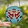 Holiday Enthusiasts' Joyful Dancing Santas Stained Glass Mosaic Red Blue Amber Jewel Tones Stained Glass Suncatcher - vQ_vW_Nqia