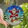 Unique Holiday Enthusiasts' Bold Red Green Blue Stained Glass Skater Santa Mosaic Stained Glass Suncatcher - zdpaJWxIX2