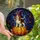 Halloween Dog Lovers' Tiffany Stained Glass Beagle Witch Puppy Pumpkin Autumn Leaves Starry Mosaic Stained Glass Suncatcher - 1