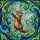 Fantasy Art Fans Whimsical Otter Fairy Stained Glass, Iridescent Wings, Teal Amber Gold Jewel Tones Intricate Mosaic Stained Glass Suncatcher - 7
