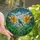 Nature Lovers' Vibrant Tiffany Style Stained Glass Blue Bird Golden Lilies Emerald Leaves Azure Sky Mosaic Stained Glass Suncatcher - _AVh5ssbVl