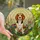Beagle Lovers' Stained Glass Tiffany Style Beagle Wildflower Sunburst Design Stained Glass Suncatcher - 1