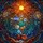 Celestial Art Lovers' Tiffany Style Stained Glass Sun & Planets Cosmic Nebula Jewel Tone Design Stained Glass Suncatcher - 6