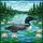 Nature Lovers' Glowing Tiffany Stained Glass Loons with Chicks Mosaic Emerald Green Teal Pink Lake Scene Water Lilies Stained Glass Suncatcher - 7