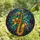 Music Lovers' Tiffany Style Stained Glass Mosaic Saxophone, Gold Amber Emerald Ruby Jewel Tones, Lily Flowers & Abstract Musical Notes Stained Glass Suncatcher - 4