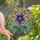 Women's Vibrant Stained Glass Floral Mosaic Golden Jewels Teal Violet Indigo Botanical Garden Stained Glass Suncatcher - 1