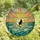 Cat Lovers' Stained Glass Black Cat Crescent Moon Ocean Aqua Emerald Gold Sky Sunrise Mosaic Stained Glass Suncatcher - 63WsrVD0FX