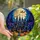 Halloween Enthusiasts' Gothic Jewel Tone Stained Glass Haunted Village Full Moon Mosaic Stained Glass Suncatcher - 1