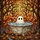 Autumn Art Lovers' Whimsical Tiffany Stained Glass Ghost Bathing Fall Forest Mosaic Orange Amber Hues Stained Glass Suncatcher - 7