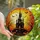 Gothic Art Fans' Fiery Stained Glass Haunted Castle Full Moon Jack-o'-Lantern Orange Yellow Black Mosaic Stained Glass Suncatcher - 1