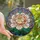 Women's Intricate Tiffany Stained Glass Peony Bloom Jewel Tone Pink Peach Green Botanical Mosaic Stained Glass Suncatcher - 1