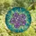 Art Admirers' Glowing Purple Flowers Mint Leaves Iridescent Teal Aqua Stained Glass Mosaic Stained Glass Suncatcher - 6kpa16Q8yN