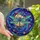 Cosmic Art Lovers' Tiffany Stained Glass Dragonfly Crescent Moon Nebula Teal Purple Gold Stained Glass Suncatcher - PDS4E2FFF0