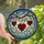 Art Lovers' Intricate Tiffany Style Ruby Red Hearts Copper Branch Jewel Tone Geometric Mosaic Floral Pattern Stained Glass Suncatcher - 1