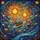 Space Lovers' Tiffany Stained Glass Dual Suns Solar System Nebulae Amber Blue Teal Stained Glass Suncatcher - 7