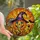 Halloween Lovers' Intricate Cheerful Stained Glass Jack-o'-Lantern Witch Hat Orange Blue Mosaic Stained Glass Suncatcher - 1