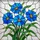 Art Lovers' Tiffany Stained Glass Blue Floral Mosaic Jewel Tone Pattern Stained Glass Suncatcher - 7