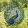 Art Lovers' Regal Peacock Tiffany Stained Glass Jewel Tone Blues Greens Blush Pink Roses Mosaic Pattern Stained Glass Suncatcher - 4