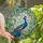 Art Lovers' Regal Peacock Tiffany Stained Glass Jewel Tone Blues Greens Blush Pink Roses Mosaic Pattern Stained Glass Suncatcher - 1
