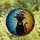 Cat Lovers' Vibrant Stained Glass Mystical Black Cat Purple Witch Hat Jack-o'-Lantern Charm Jewel Tone Mosaic Art Stained Glass Suncatcher - 4