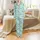 Llama Lover Personalized Pajamas: Whimsical Aqua Llama, Cactus & Balloon Pattern Satin Pajamas Set - 2