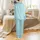 Her Personalized Name Aqua Blue Script & Leaf Pattern Matte Hardcover 5.75"x8" Lined Journal Satin Pajamas Set - 3