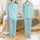 Her Personalized Name Aqua Blue Script & Leaf Pattern Matte Hardcover 5.75"x8" Lined Journal Satin Pajamas Set - 1