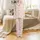 Bridesmaids' Light Blush Pink Metallic Gold Calligraphy 'Bridesmaid' 'Maid of Honor' Golden Crown Rose T Monogram Pattern Satin Pajamas Set Satin Pajamas Set - 2